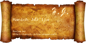 Hanich Júlia névjegykártya